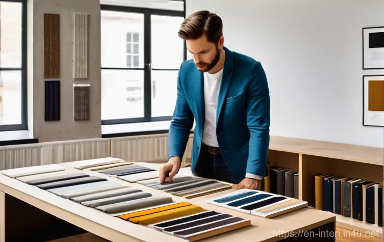 실내건축 실기에서 자주 나오는 오류 - **"A focused female interior design student in her early twenties is meticulously reviewing a large,...