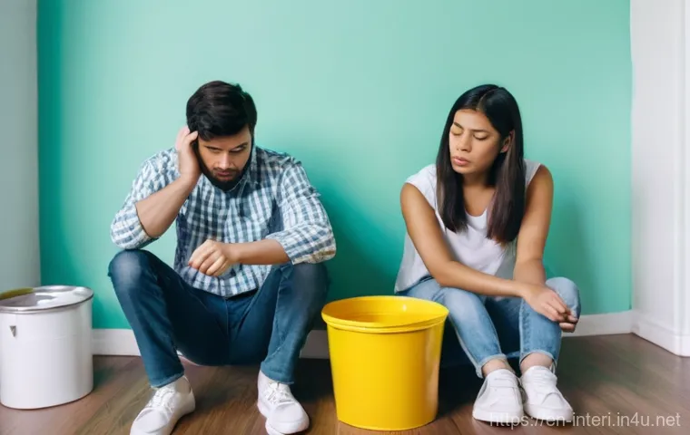 실내건축 시공에서 자주 발생하는 문제 - **Prompt:** A Caucasian woman in her late 30s, wearing practical work clothes like jeans and a t-shi...