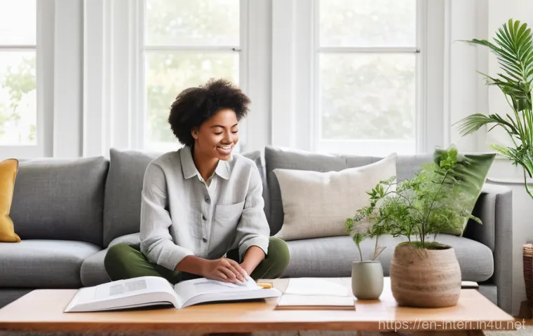 실내건축 실습에서 사용되는 주요 도구들 - **Prompt:** A young interior designer, wearing a stylish but comfortable outfit (like a linen shirt ...