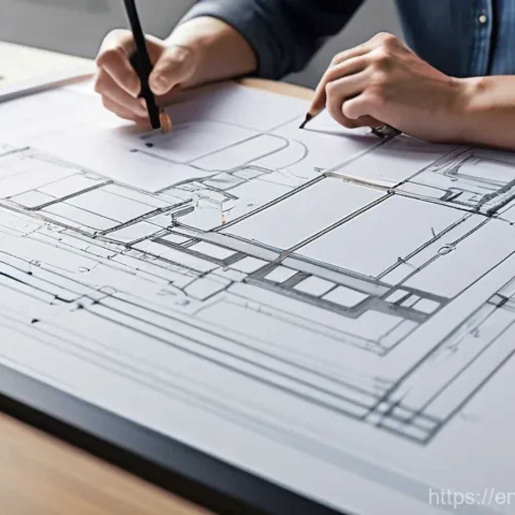 실내건축 실기 시험에서 필요한 준비물 - 5mm lead) held precisely, are guiding a high-quality parallel bar across a sheet of crisp white draf...