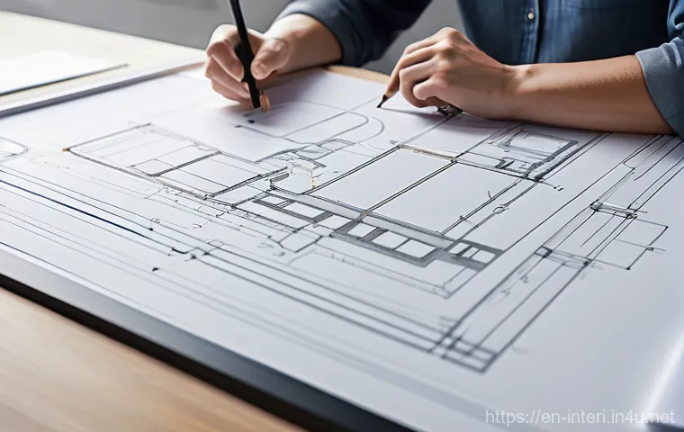실내건축 실기 시험에서 필요한 준비물 - 5mm lead) held precisely, are guiding a high-quality parallel bar across a sheet of crisp white draf...