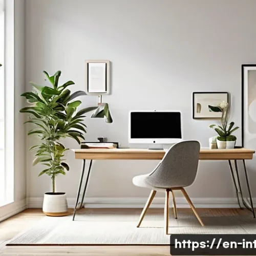 Home 25 실내건축 실기 시험의 채점 기준 - **A Serene Home Workspace for Focused Creativity:** A photorealistic, high-resolution rendering of a...