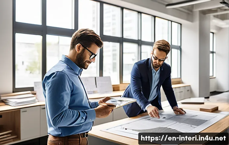 실내건축 시공에서의 품질 관리 - **Prompt 1: The Blueprint for Brilliance in Modern Interior Design**
"A diverse team of interior...