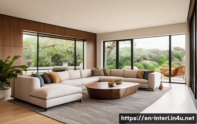실내건축기사와 산업기사의 차이 - A modern residential living room designed by an interior architect, featuring warm, inviting lightin...