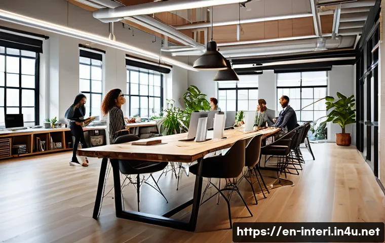 실내건축 자격증 취득 후 진로 탐색 - A modern interior architecture studio workspace featuring a diverse team of professionals&mdash;architects...