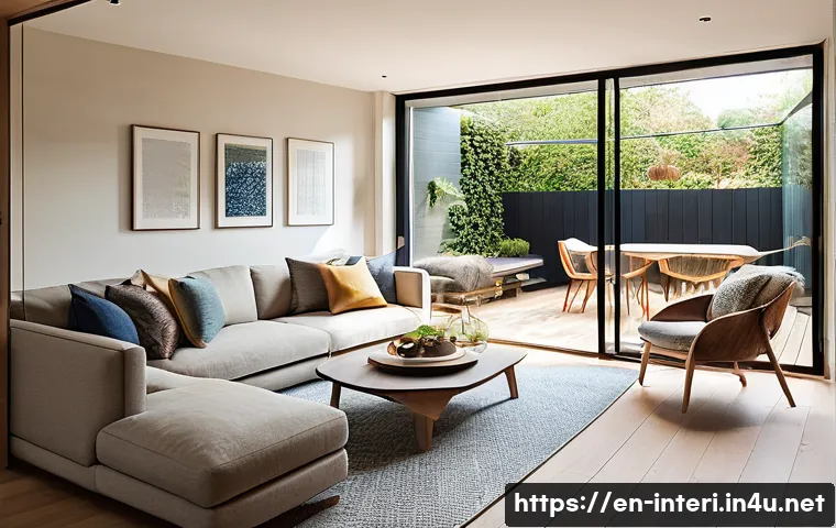 실내건축 실습에서 강조되는 주요 포인트 - A modern residential interior showcasing seamless spatial flow between the kitchen and dining area, ...