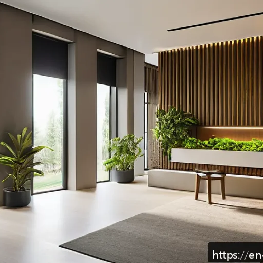 실내건축과 관련된 디자인 경연대회 정보 - A modern wellness interior design scene emphasizing sensory experience: a spacious room bathed in na...