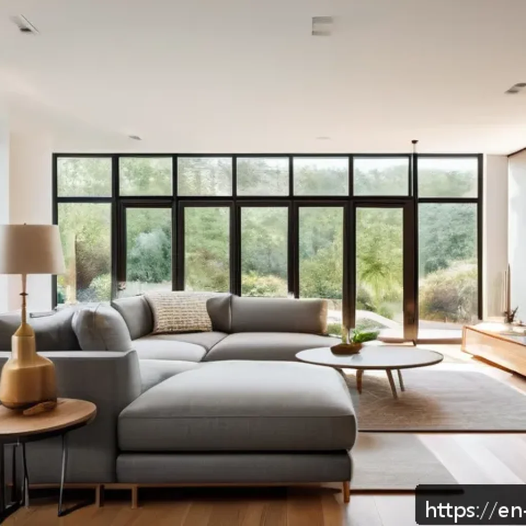실내건축과 홈스타일링의 차이 - A modern open-concept living space showcasing interior architecture principles: exposed structural b...