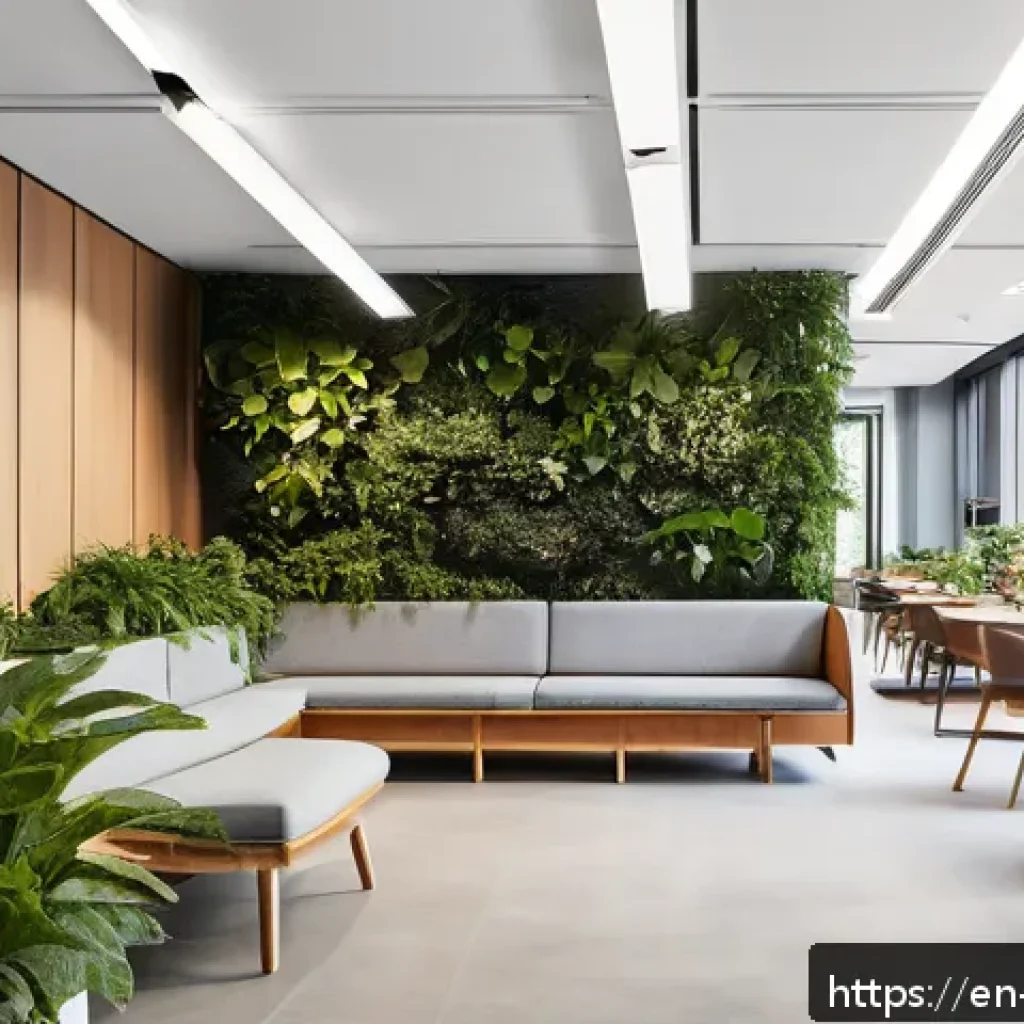 실내건축 실습에서 강조해야 할 포인트 - A modern co-working space interior emphasizing user experience and functionality, featuring ergonomi...