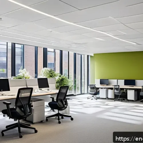 실내건축 직업군의 종류 - A modern open-plan office interior showcasing optimal spatial flow and ergonomic design, featuring a...